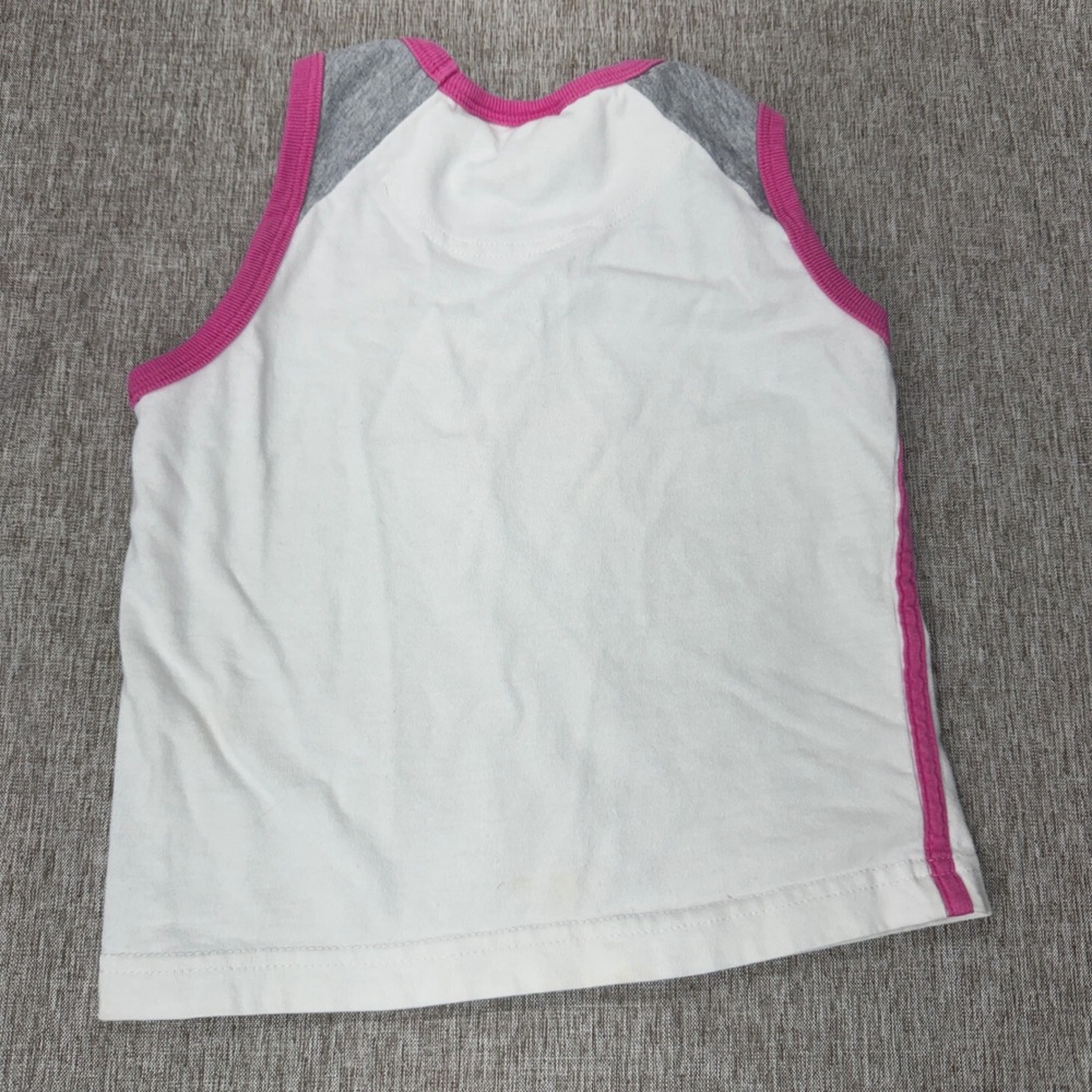 Little Big Dogs Girls White Pink Glitter 01 Puppy Tank Top Ringer Tee Size 6 6X - Picture 6 of 7